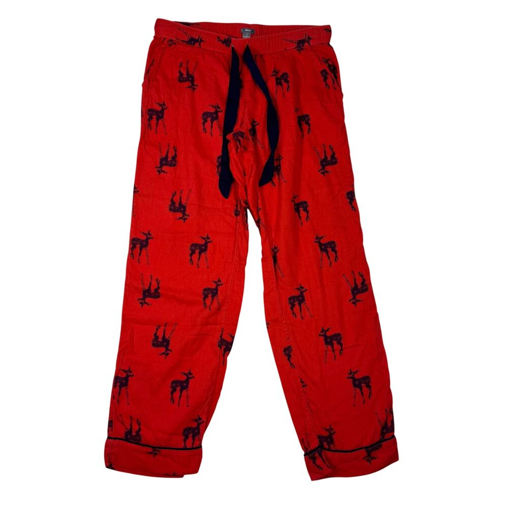 Aerie Sleepwear Pajama Bottom Red Blue Deer Women's Small Waist Tie Stretch Cozy